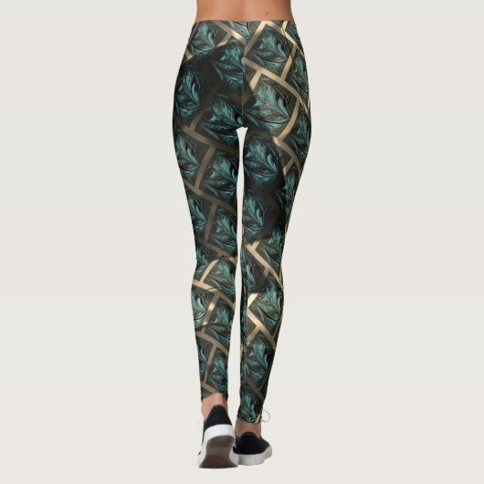 Blauer grauer Backstein-Effekt unter dunkler Stell Leggings (Rückseite)