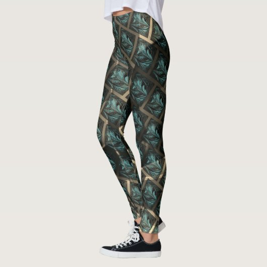 Blauer grauer Backstein-Effekt unter dunkler Stell Leggings (Links)
