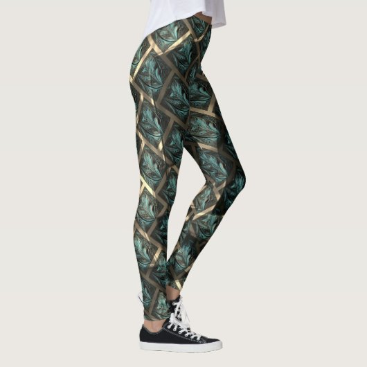 Blauer grauer Backstein-Effekt unter dunkler Stell Leggings (Rechts)