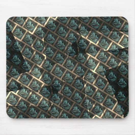 Blauer grauer Backstein-Effekt unter dunkler Stell Mousepad (Vorne)