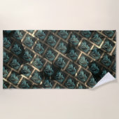 Blauer grauer Backstein-Effekt unter dunkler Stell Strandtuch (Vorderseite)