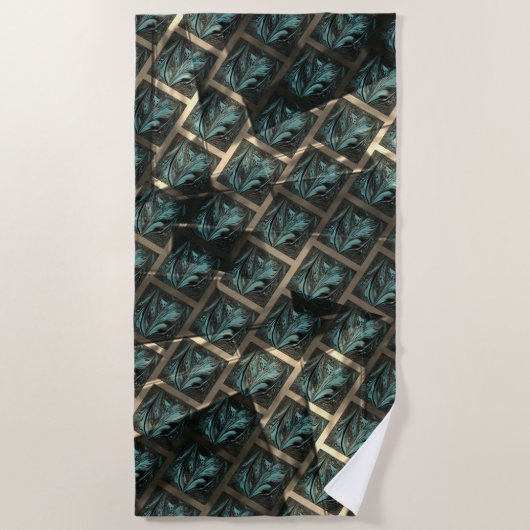 Blauer grauer Backstein-Effekt unter dunkler Stell Strandtuch (Vorderseite)