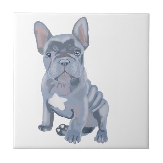 Blauer Grauer Bulldog Welpe Fliese (Vorderseite)