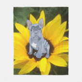 Blauer Grauer Bulldog Welpe und Sonnenblume Fleecedecke (Vorderseite)