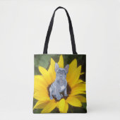 Blauer Grauer Bulldog Welpe und Sonnenblume Tasche (Vorderseite)