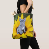 Blauer Grauer Bulldog Welpe und Sonnenblume Tasche (Von Nahem)