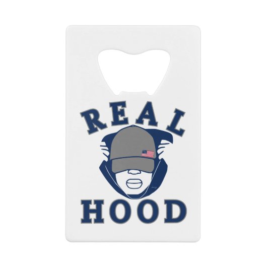 blauer Grauer ECHTER HOOD TYP IN HOODIE Geldbeutel Flaschenöffner (Vorderseite)