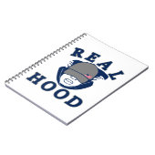 blauer Grauer ECHTER HOOD TYP IN HOODIE Notizblock (Linke Seite)