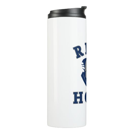 blauer Grauer ECHTER HOOD TYP IN HOODIE Thermosbecher (Nach links gedreht)