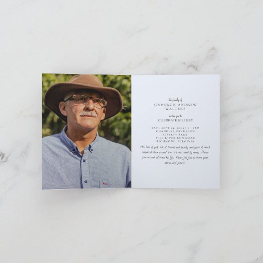 Blauer grauer Foto Feier des Lebens geklappt Einladung (Innenseite)