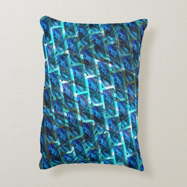 Blauer grauer, gerber oder gelber Ziegeleffekt Dekokissen (Rückseite(Vertikal))