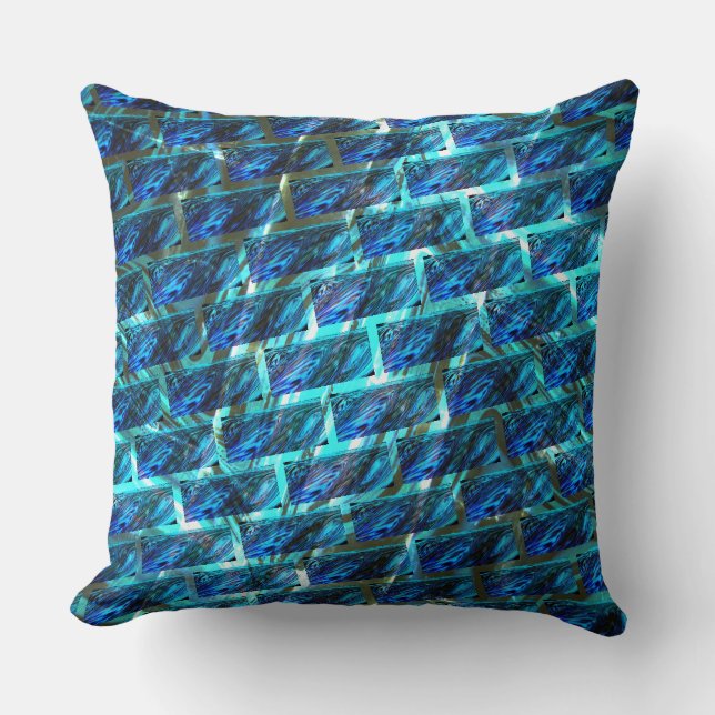 Blauer grauer, gerber oder gelber Ziegeleffekt Kissen (Vorderseite)