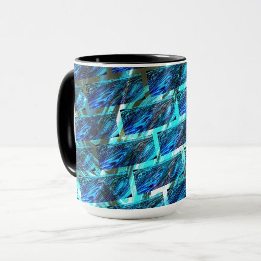 Blauer grauer, gerber oder gelber Ziegeleffekt Tasse (Vorderseite Links)