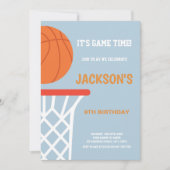 Blauer grauer Hintergrund Basketball Einladungen (Vorderseite)