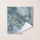 Blauer grauer Marmor mit Goldvene Badhandtuch Set (Waschlappen)