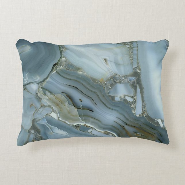 Blauer grauer Marmor mit Goldvene Dekokissen (Vorderseite)