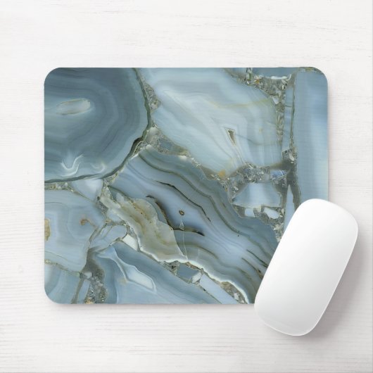 Blauer grauer Marmor mit Goldvene-Drawstring-Beute Mousepad (Mit Mouse)