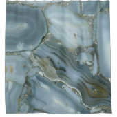 Blauer grauer Marmor mit Goldvene Duschvorhang (Vorderseite)