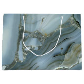 Blauer grauer Marmor mit Goldvene Große Geschenktüte (Vorderseite)