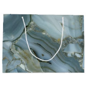 Blauer grauer Marmor mit Goldvene Große Geschenktüte (Rückseite)