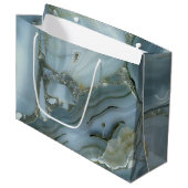 Blauer grauer Marmor mit Goldvene Große Geschenktüte (Vorderseite Schrägansicht)