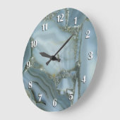 Blauer grauer Marmor mit Goldvene Große Wanduhr (Winkel)