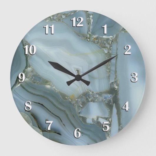 Blauer grauer Marmor mit Goldvene Große Wanduhr (Vorderseite)