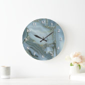 Blauer grauer Marmor mit Goldvene Große Wanduhr (Zuhause)