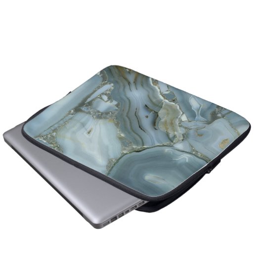 Blauer grauer Marmor mit Goldvene Laptopschutzhülle (Vorne Knopf)
