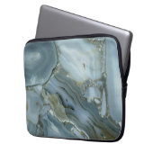 Blauer grauer Marmor mit Goldvene Laptopschutzhülle (Vorderseite Links)