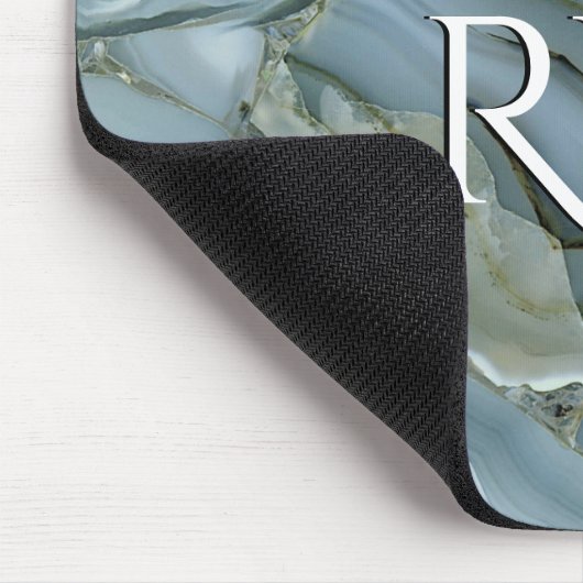 Blauer grauer Marmor mit Goldvene Mousepad (Ecke)