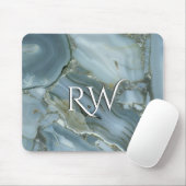 Blauer grauer Marmor mit Goldvene Mousepad (Mit Mouse)