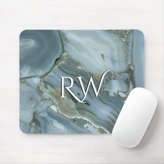 Blauer grauer Marmor mit Goldvene Mousepad (Mit Mouse)