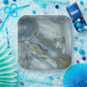 Blauer grauer Marmor mit Goldvene Pappteller (Party)