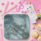 Blauer grauer Marmor mit Goldvene Pappteller (Party)