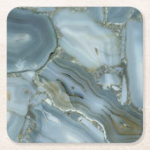 Blauer grauer Marmor mit Goldvene Rechteckiger Pappuntersetzer (Vorderseite)