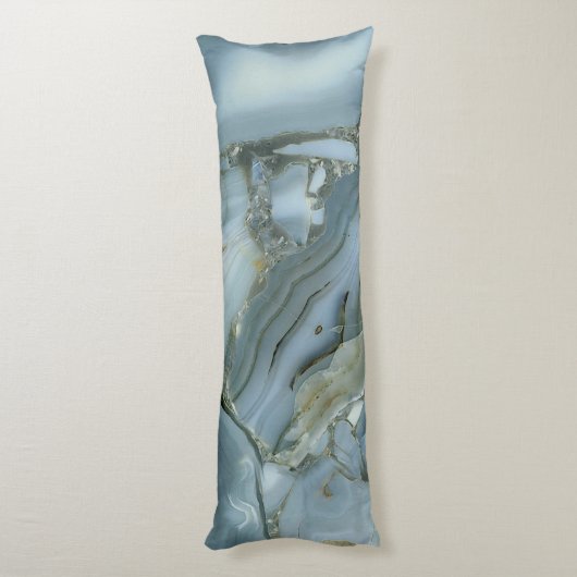 Blauer grauer Marmor mit Goldvene Seitenschläferkissen (Rückseite (Vertikal))