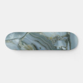 Blauer grauer Marmor mit Goldvene Skateboard (Horizontal)