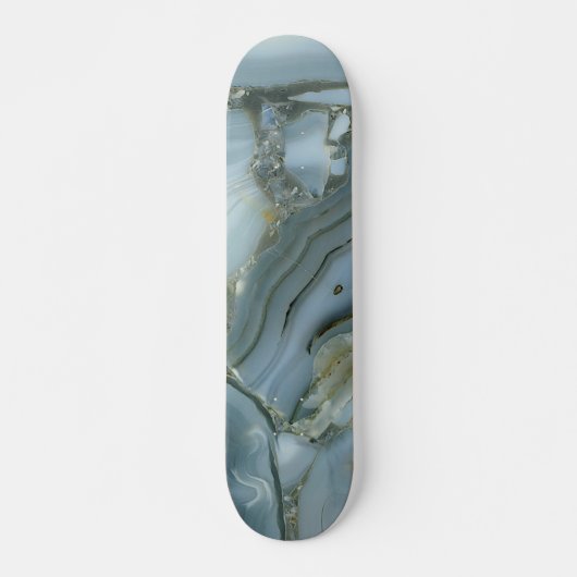 Blauer grauer Marmor mit Goldvene Skateboard (Vorne)