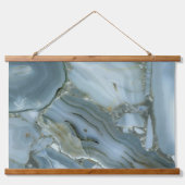 Blauer grauer Marmor mit Goldvene Wandteppich Mit Holzrahmen (Vorne)