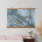 Blauer grauer Marmor mit Goldvene Wandteppich Mit Holzrahmen (Schlafzimmer)