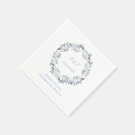 Blauer grauer Monogram Serviette (Ecke)