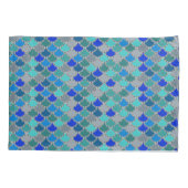 Blauer grauer Scales Muster Kissenbezug (Rückseite-Links)