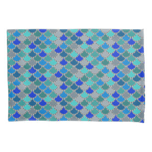 Blauer grauer Scales Muster Kissenbezug