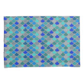 Blauer grauer Scales Muster Kissenbezug (Vorderseite-Rechts)