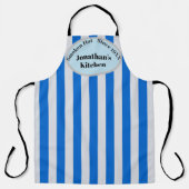 Blauer grauer Streifen, Personalisierter Name, Fun Schürze (Vorderseite)