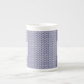 BLAUER Grauer STRICK Knochen China Tasse + Anfangs (Vorderseite)