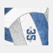 Blauer Grauer Volleyball w athlete individuelle Na Fleecedecke (Vorderseite (Horizontal))