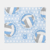 Blauer grauer Volleyballplatz Fleecedecke (Vorderseite (Horizontal))