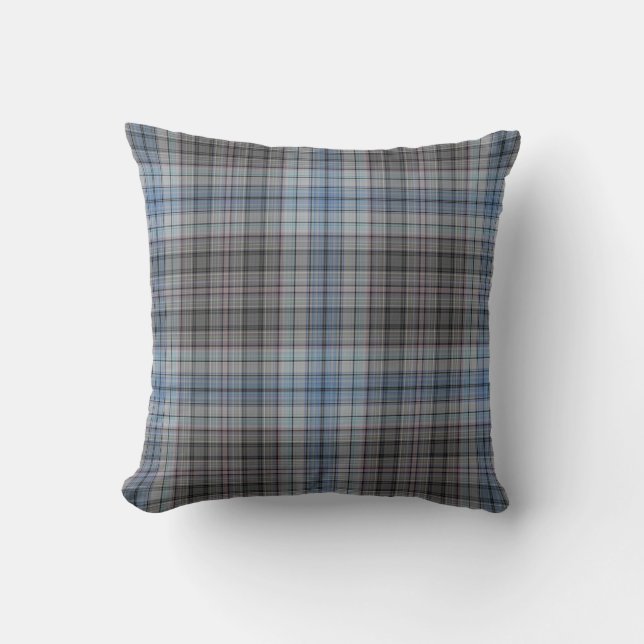 Blauer graues WeißTartan kariert Kissen (Vorderseite)